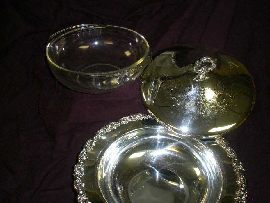 Oneida Silversmiths Silver plate Footed Casserole Serving Dish