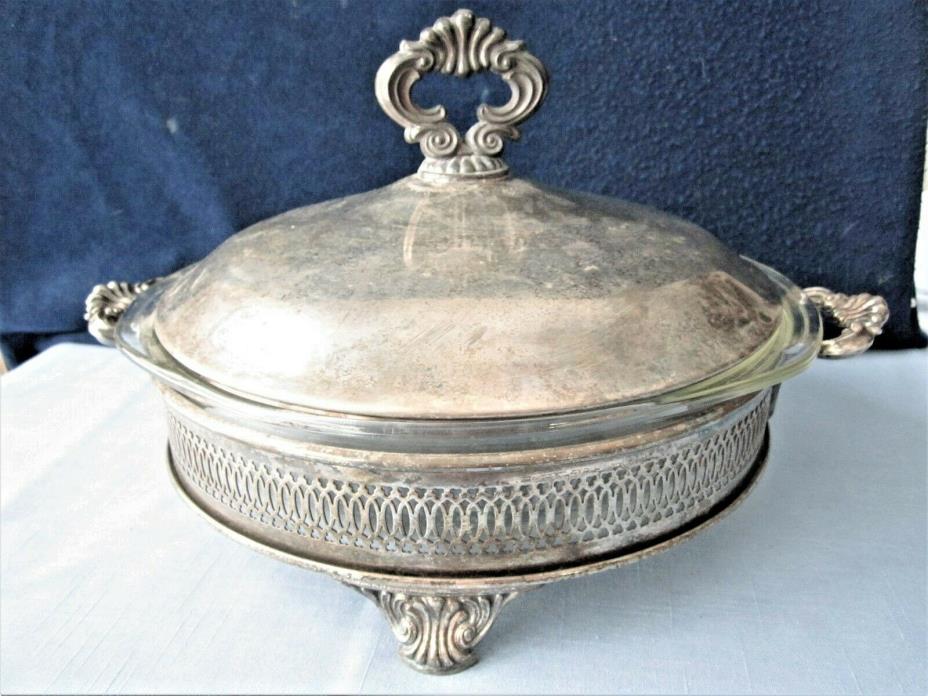 Silverplate Vintage Covered Casserole Cradle Server Victorian Silver Plated