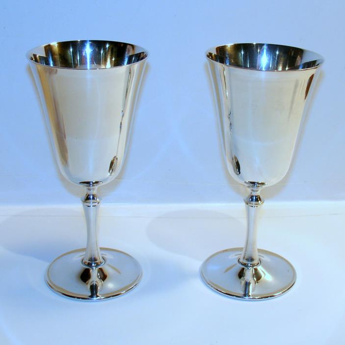 2 De Uberti Italy silverplate wine goblets chalices engravable wedding party