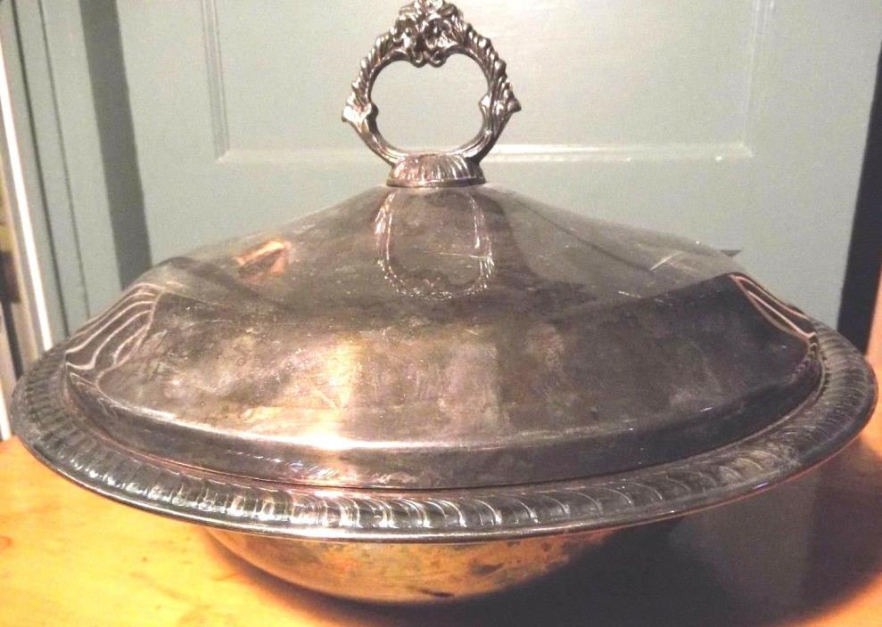 Vintage F B Rogers Silver-Plate Covered Serving Bowl Dinnerware Made in USA