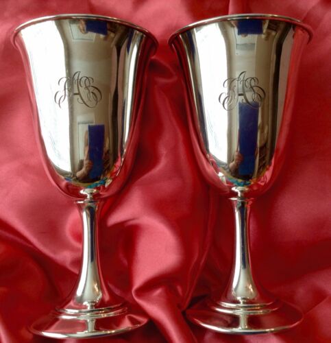 Antique Pair FRIEDMAN SILVER CO. Wedding Goblets Cups Sterling Silver Plated