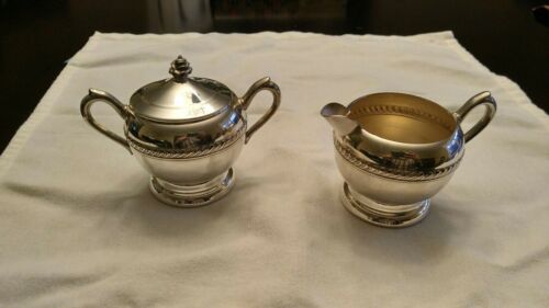 Vintage Silverplate Sugar Bowl and creamer 1883 F B Rogers Silver Co. #1202