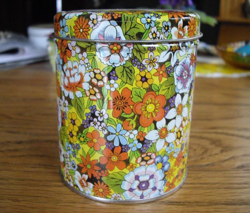 Vintage Flower Tea Tin Canister ~