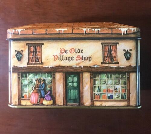 Vintage Ye Olde Village Shop Tin Container Made In England Designed By Daher