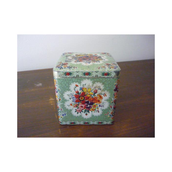 Vintage Tin Can Holland Embossed Flower Container Paint Collectible 50's Vintage