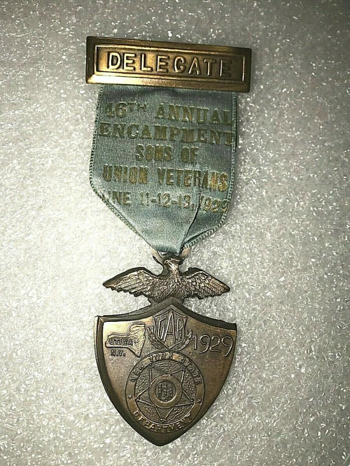 1929 DELEGATE SONS OF UNION CIVIL WAR VETERANS 46TH ANNUAL ENCAMPMENT MEDAL