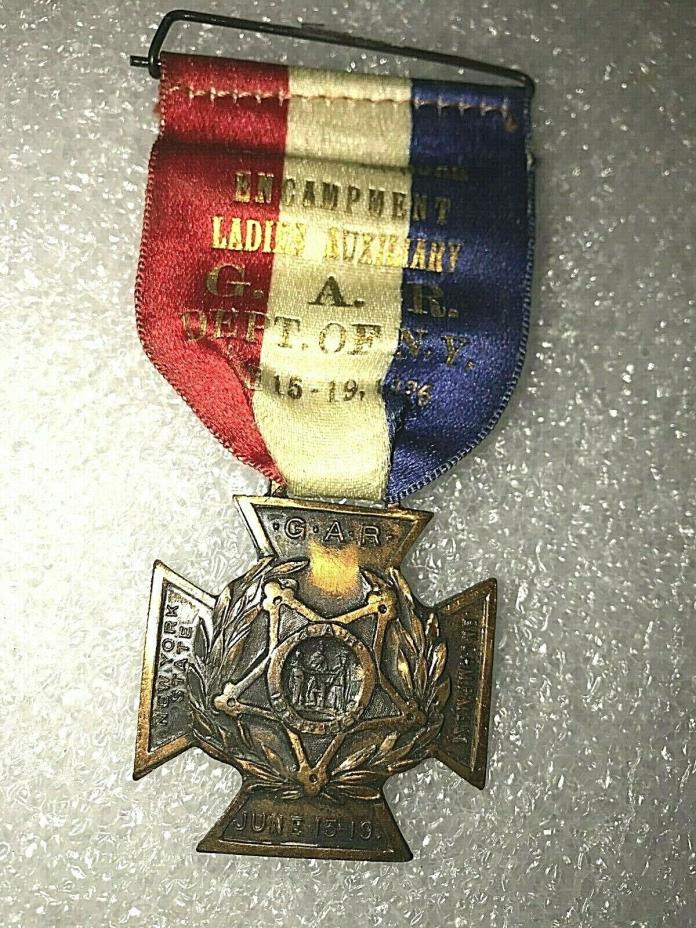 1926  CIVIL WAR GAR ENCAMPMENT N.Y. LADIES AUXILIARY  RIBBON MEDAL