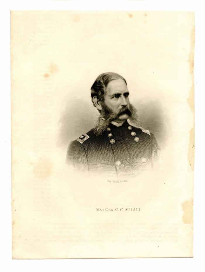 CHRISTOPHER C AUGUR, Civil War General/Mexican & Indian Wars, Steel Engraving