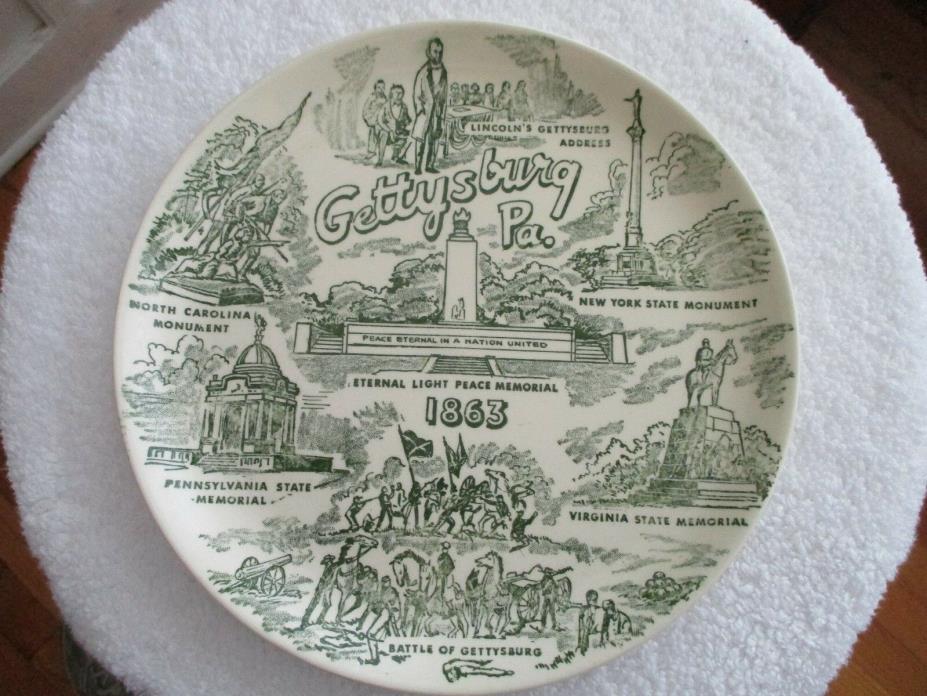 Gettysburg Vintage Plate Featuring Memorial Sights