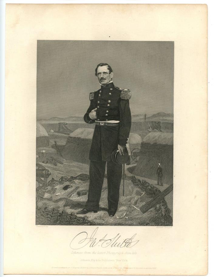 JAMES SHIELDS, Civil War General/Abraham Lincoln Friend/Senator, Steel Engraving