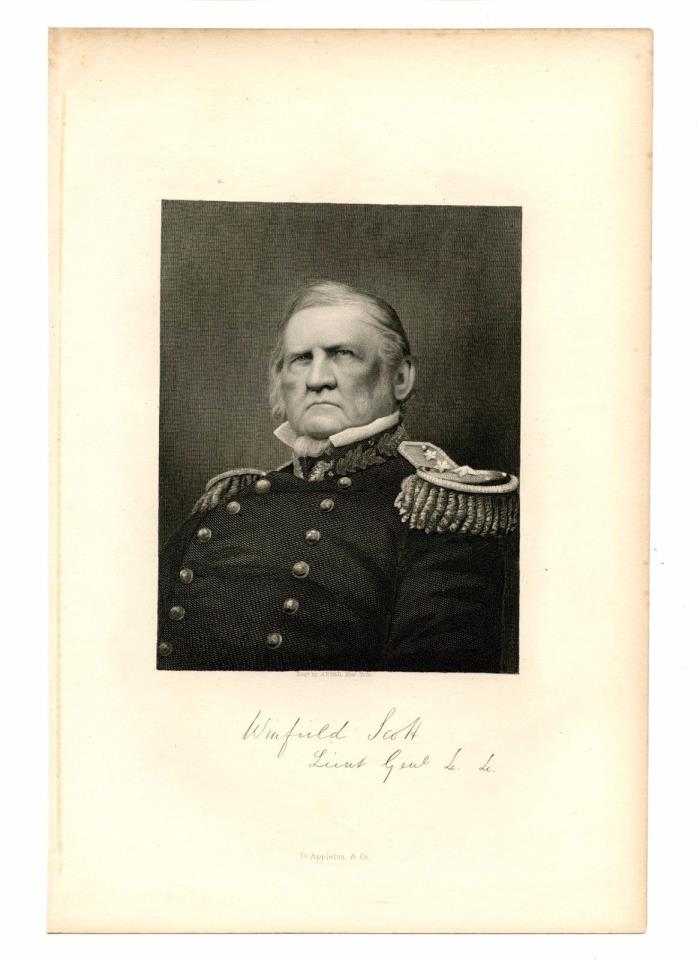 WINFIELD SCOTT, Civil War General/Mexican War/Whig President Candidate/Engraving