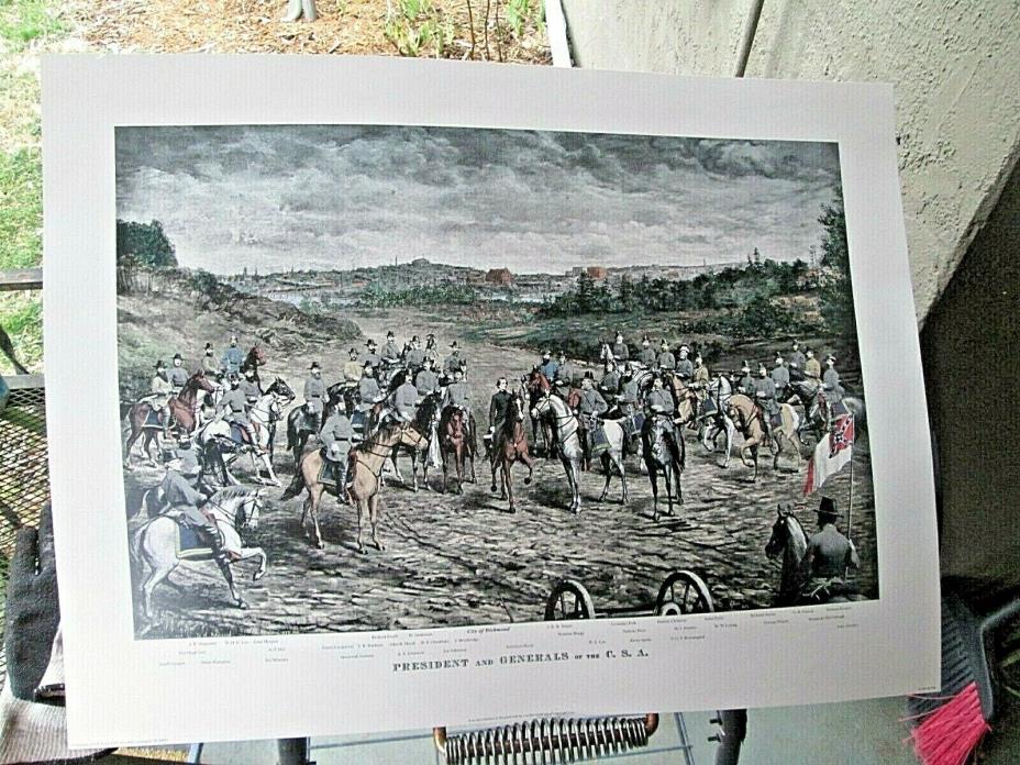 Civil War Print President And Generals City of Richmond 1892 D.H. Anderson *1996