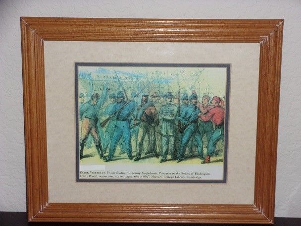 Civil War Drawing by Frank Vizetelly 1861 Union Soldiers Attacking Confederate