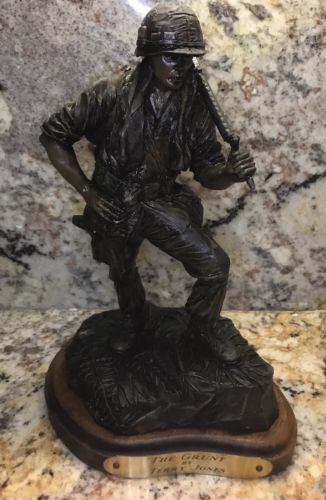Terry Jones Cold Cast Bronze Vietnam Era  U S Marine Sculpture titled The Grunt