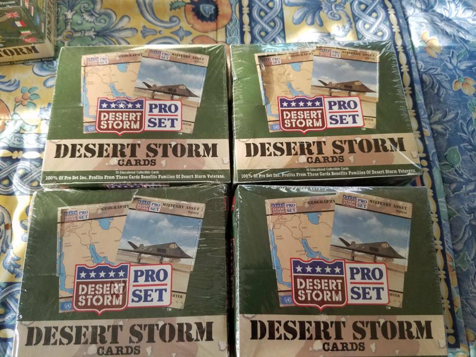 Lot of (4) 1991 SEALED DESERT STORM PRO SET ARMY TRADING CARDS BOX WAX PACK Z