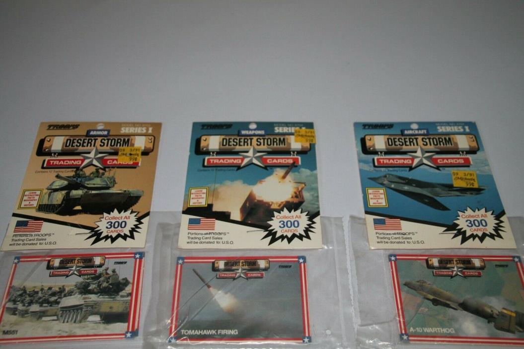 3 Packs of Desert Storm Trading Cards Unopened Armor/Weapons/Aircraft