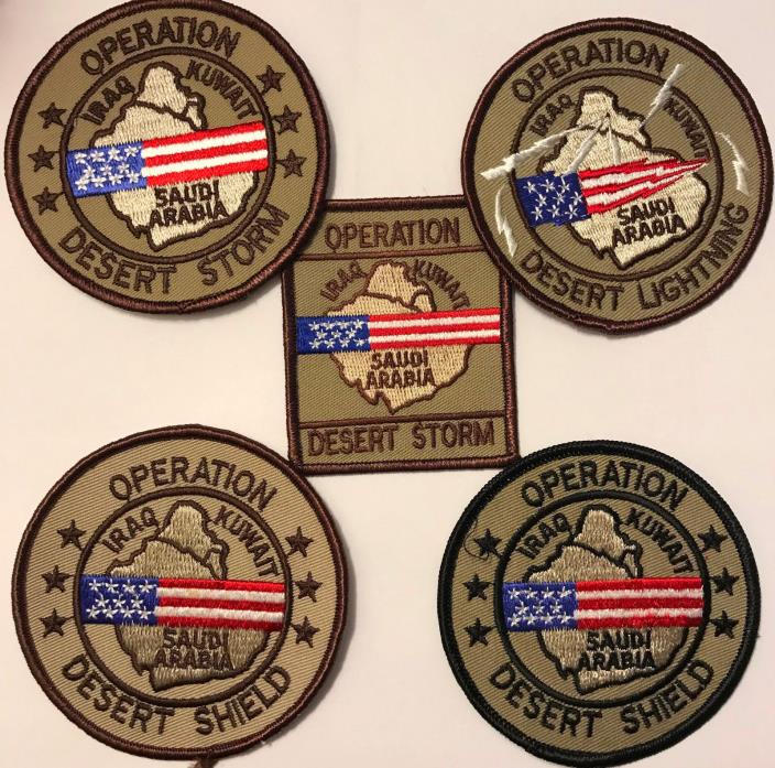 Operation Desert Storm Shield Lighting Patches - 5 PATCH LOT