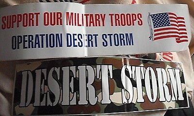 Lot of 2 Desert Storm Support Our Troops Operation Desert Storm Bumper Stickers