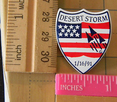 Desert Storm Pin '91 US Military American Flag Crest collector lapel / hat