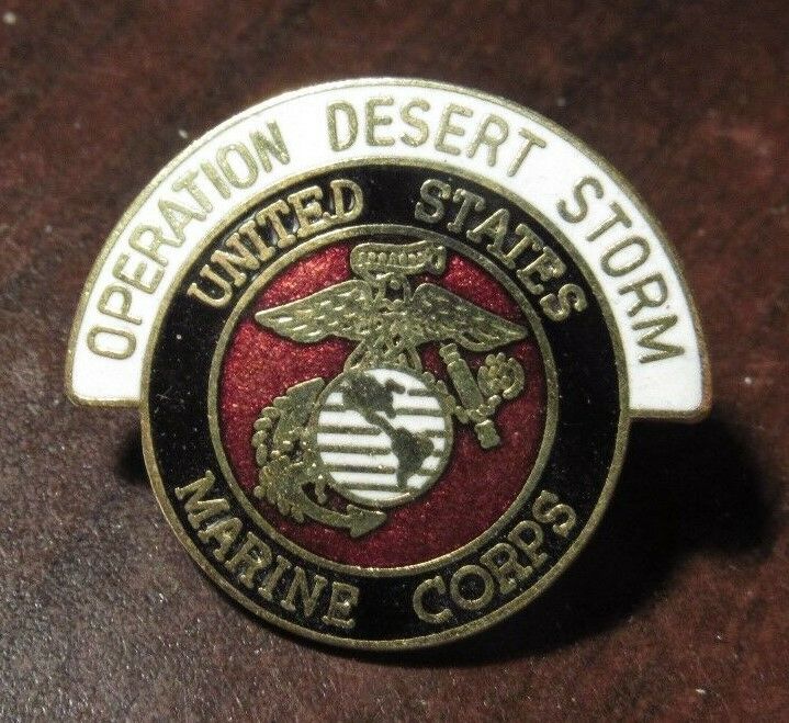 Vintage Operation Desert Storm United States Marines Military Hat Lapel Pin USMC