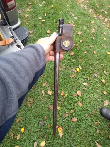 Indian War US Model 1873 Springfield Bayonet with Scabbard and Belt Frog (9th D)