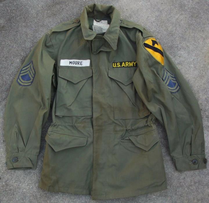 Vintage M-50 Army Field Jacket Korean War 1st Calvary Division OG Pre M51 Small