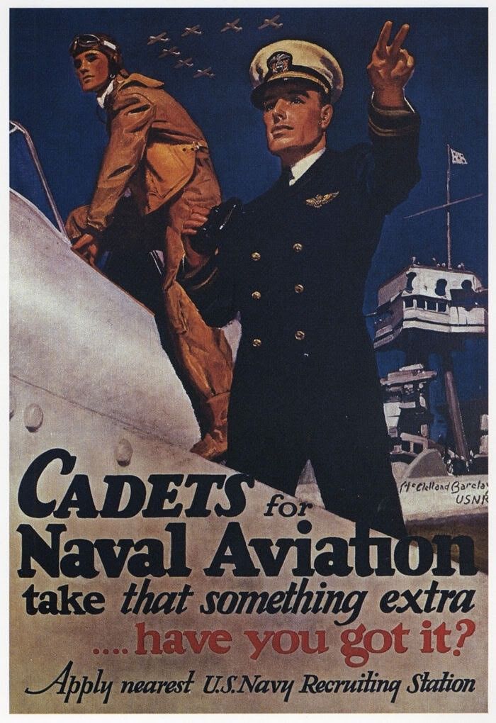 Cadets for Naval Aviation: WWII Recruitment Mini Poster (1991 Bookplate)