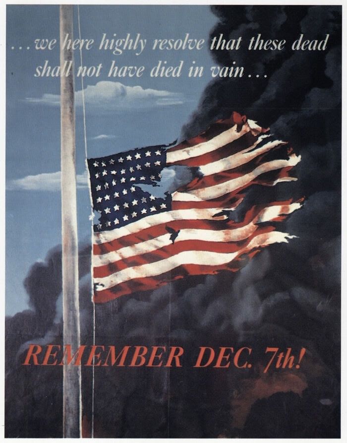 Remember Dec. 7th! Pearl Harbor Battle Tattered Flag  WWII Mini Poster (1991)