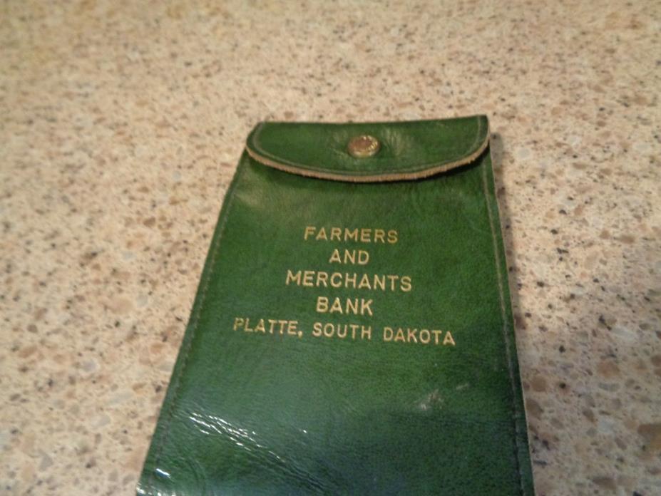 Vintage Leather Farmers & merchants Bank , Platte, SD  Checkbooks Eagle Ottawa