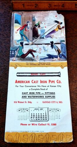 Vtg 1952 INK BLOTTER American Cast Iron Pipe Co Kansas City MO~Lot Calendar