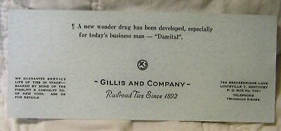 Vintage Advertising Ink Blotter ~ Gillis and Company - Railroad Ties  Louisville