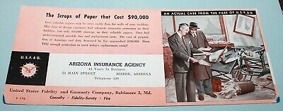 40s Ink Blotter Arizona Insurance Agency Bisbee AZ USF&G