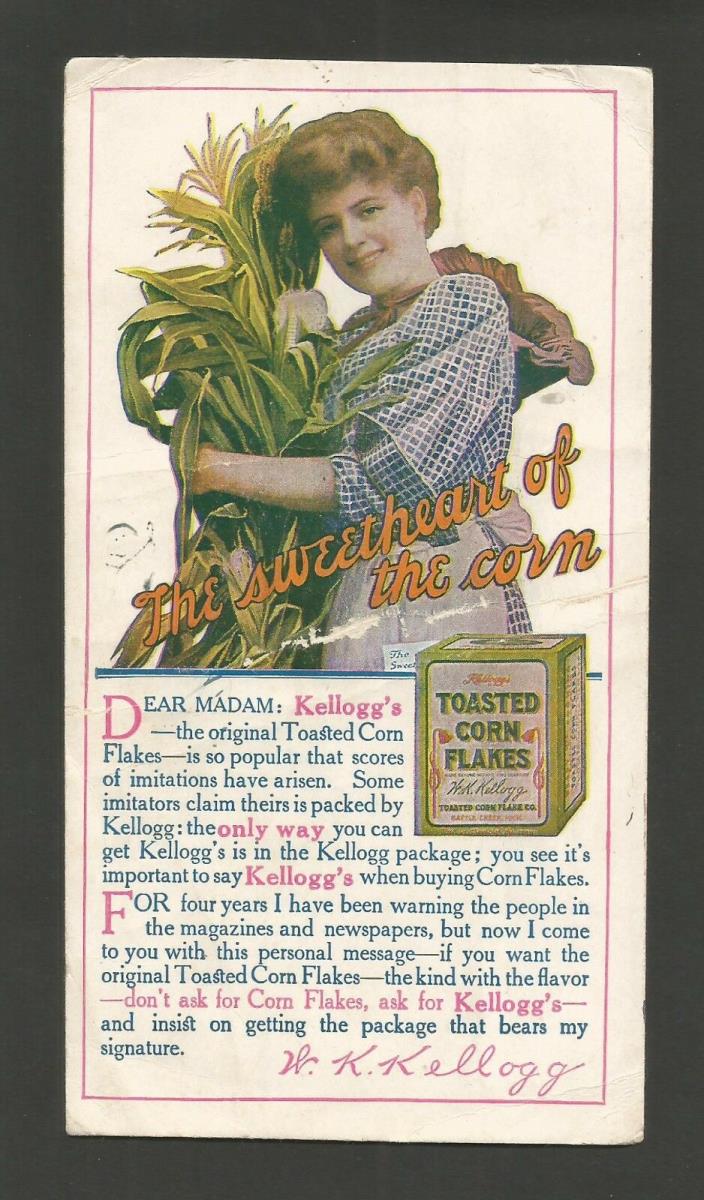 Antique Advertising Ink Blot Paper - Kellog Toasted Corn Flakes - Early 1900's