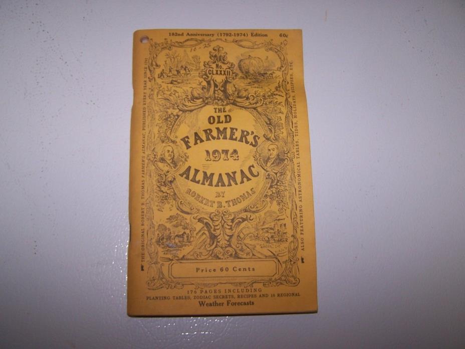 Vintage 1974 Illustrated  Farmers Almanac  Advertising Paper Booklet