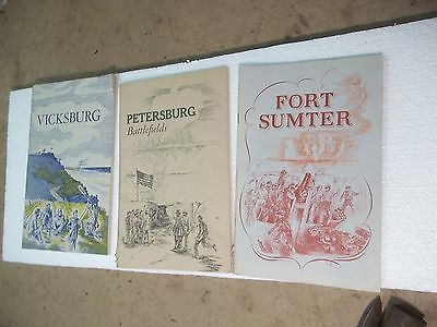 3 Old 1960's Civil War Sites Booklets Sumter Petersburg Vicksburg Nat's Parl Svc