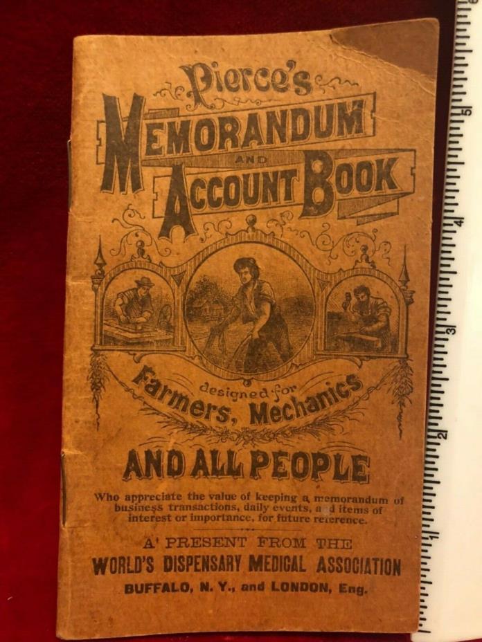 Antique 1909 Pierce's Memorandum Account Book for Farmers, Mechanics