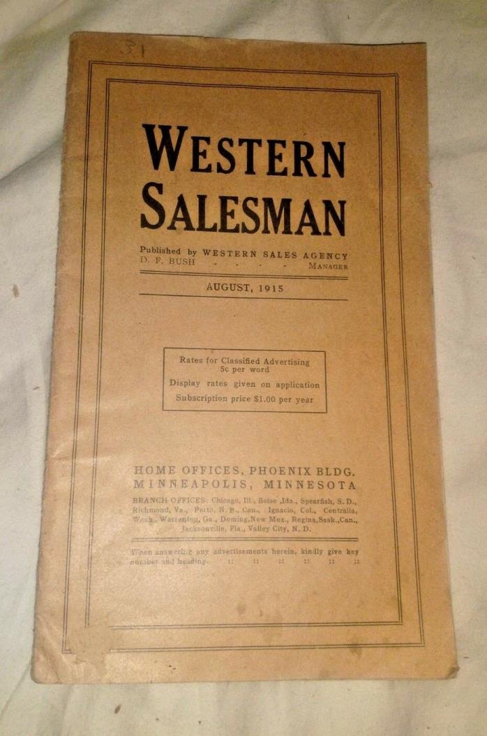 VINTAGE WESTERN SALESMAN Aug 1915 booklet