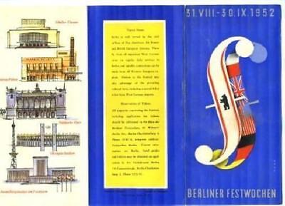 1952 Festival of Berlin Brochure Germany Berliner Festwochen German Heritage