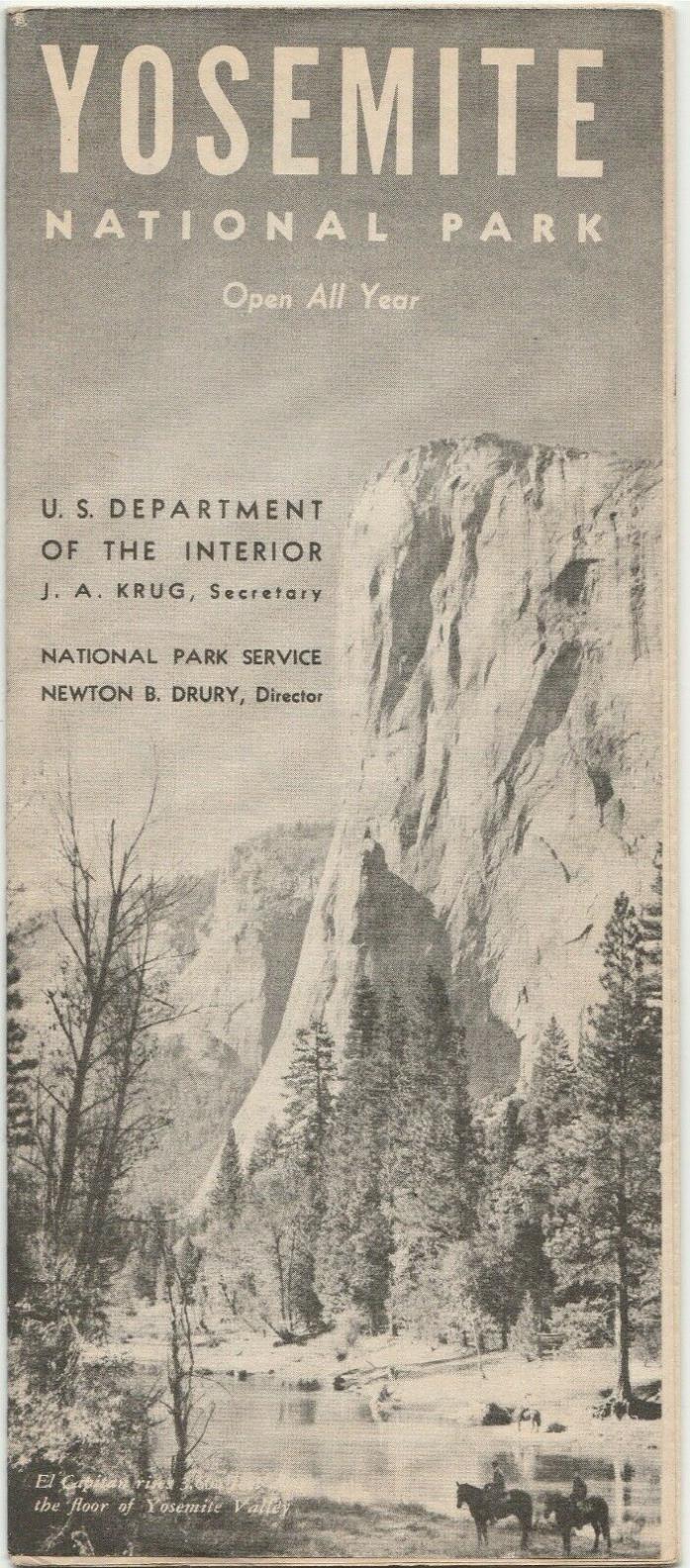 Yosemite National Park Brochure issued By the U.S. Dept. of Interior 1946