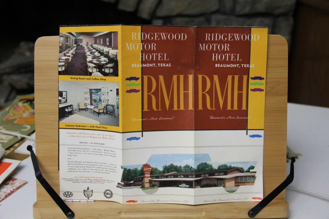 Brochure Vintage Ridgewood Motor Hotel Beaumont Texas TX