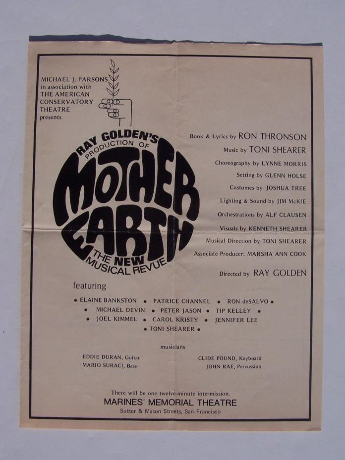 Ray Goldens Production of Mother Earth The New Musical Revue Show 1970s Brochure