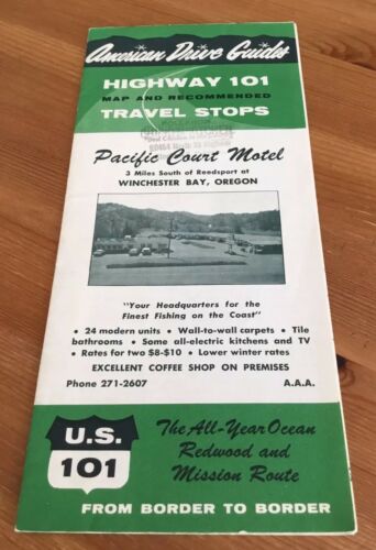 Vintage 1967-1968 AMERICAN DRIVE GUIDES HIGHWAY 101 MAP & RECOMMENDATIONS. LOOK!
