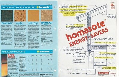 1982 HOMASOTE ASBESTOS FREE Building Board Super 440 Fire Rated Vintage Catalog