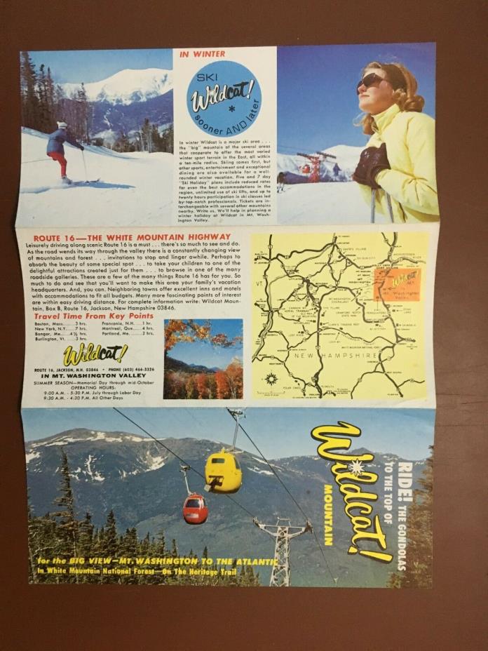 1960'S FOLD OUR TOURIST BROCHURE WILDCAT MOUNTAIN SKIING NEW HAMPSHIRE