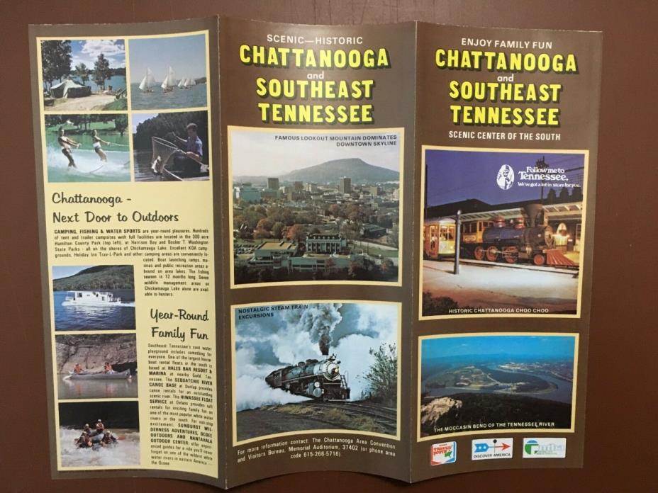 1970'S FOLD OUR TOURIST BROCHURE  GUIDE CHATTANOOGA TENNESSEE