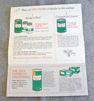 Vintage 1969 Similac Instant Formula - Your Baby's First Formula Paper Brochure