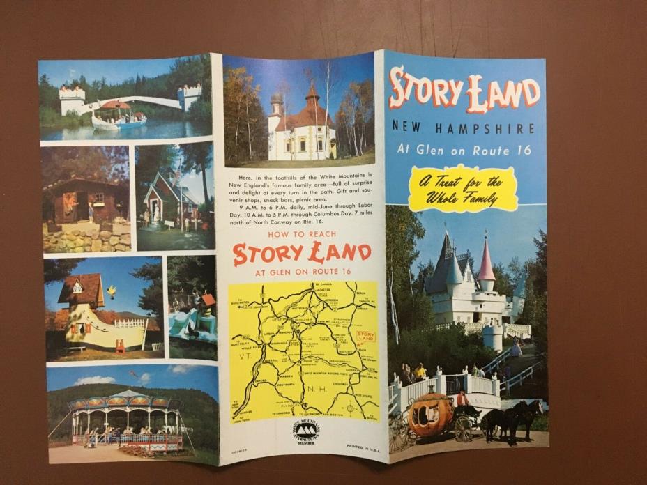 1960'S FOLD OUR TOURIST BROCHURE STORY LAND NEW HAMPSHIRE GLEN ROUTE 16