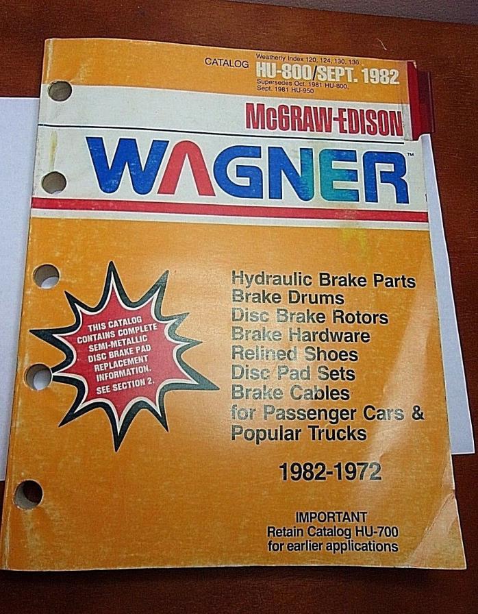 Vintage 1982 WAGNER McGraw-Edison HYDRAULIC BRAKE PARTS,DRUMS ROTORS HU-800