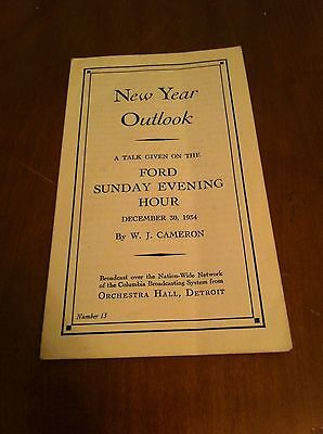 New Year Ford Sunday Hour 1934 W.J. Cameron Orchestra Hall Detroit old Brochure