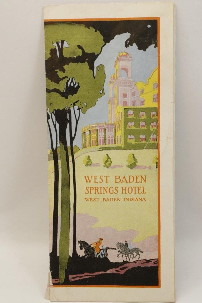 1924 WEST BADEN SPRINGS HOTEL Resort Brochure Indiana Mineral Baths French Lick